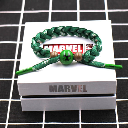 Marvel Avengers Spiderman Iron Man Captain America Thor Hulk Black Panther Venom Black Widow Doctor Strange Braided Bracelet Adjustable Woven Rope Charm Wristband Jewelry Gift For Men Women Fans