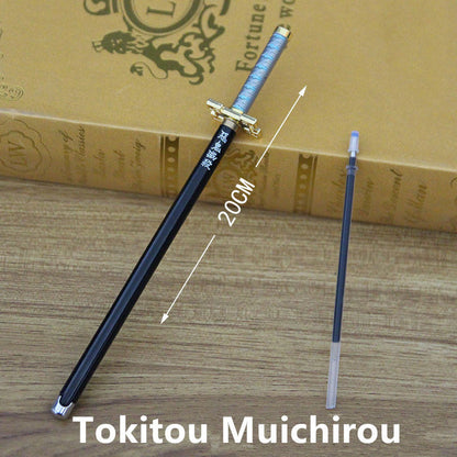 Demon Slayer Tanjiro Nezuko Zenitsu Inosuke Katana Pen, Anime Sword Shape Gel Pen With Display Stand, Refillable Writing Stationery Collectible Gift For Anime Fans