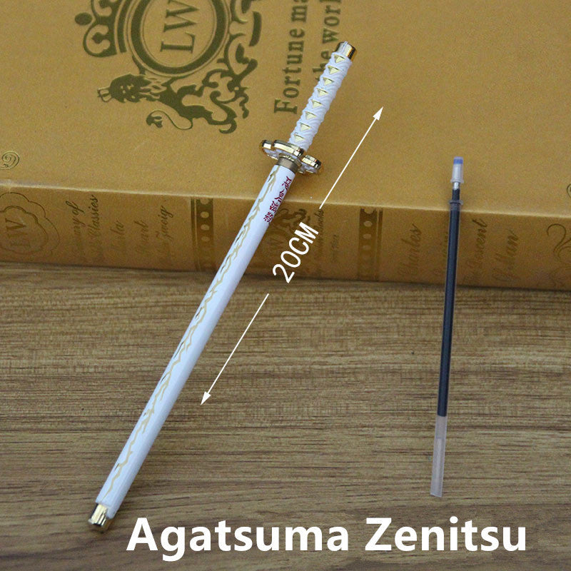 Demon Slayer Tanjiro Nezuko Zenitsu Inosuke Katana Pen, Anime Sword Shape Gel Pen With Display Stand, Refillable Writing Stationery Collectible Gift For Anime Fans