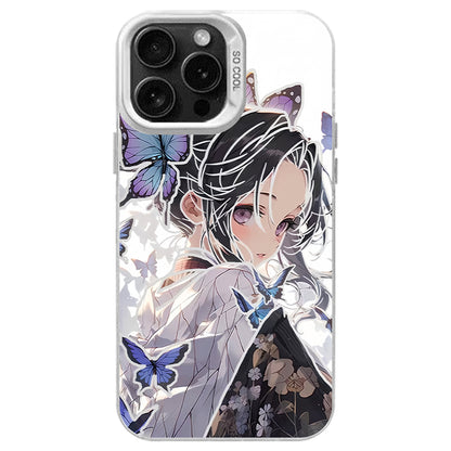 Demon Slayer Shinobu Kocho Anime Phone Case, Clear Shockproof Protective Cover With Butterfly Pattern, Precise Cutout Independent Button Design For Iphone
