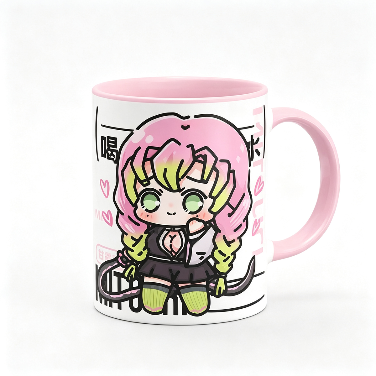 Demon Slayer Ceramic Mug, White Anime Coffee Cup, Kawaii Manga Drinking Cup, Anime Fan Gift for Home Office