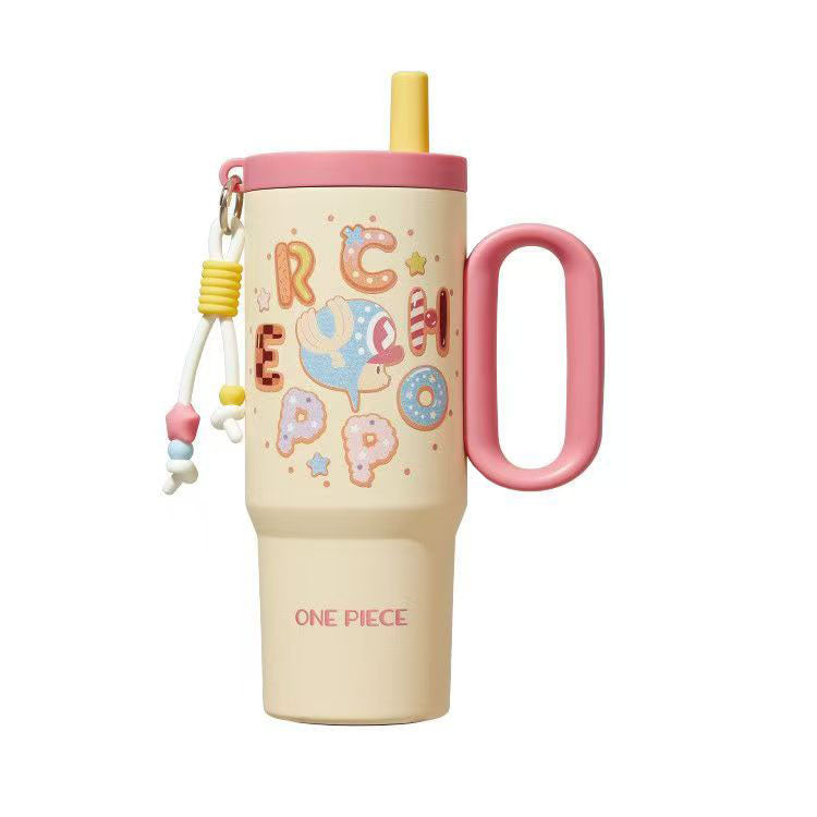 ONE PIECE Tony Tony Chopper Tumbler | Macaron Donut Design Cup with Handle & Straw