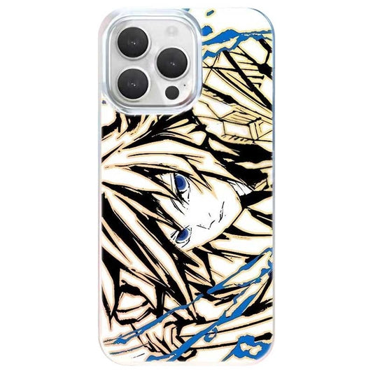 Demon Slayer Tomioka Giyu Aurora Gradient Phone Case Holographic Color Changing Shockproof Quadrilateral Airbag Soft TPU Clear Protective Cover For iPhone Multiple Models Anime Gift