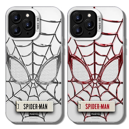 Marvel Spider‑Man Phone Case With Foldable Stand, 3D Mirror Spider Web Design Shockproof Protective Cover, Precise Cutout Slim Phone Case For iPhone Series Superhero Fan Gift