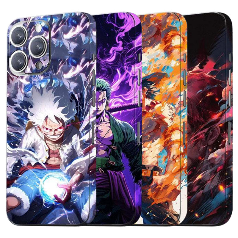One Piece Monkey D. Luffy Roronoa Zoro Portgas D. Ace Shanks Boa Hancock Anime Phone Sticker Decal Skin Residue‑Free Protective Wrap 150+ Patterns For Iphone Smartphone Decor