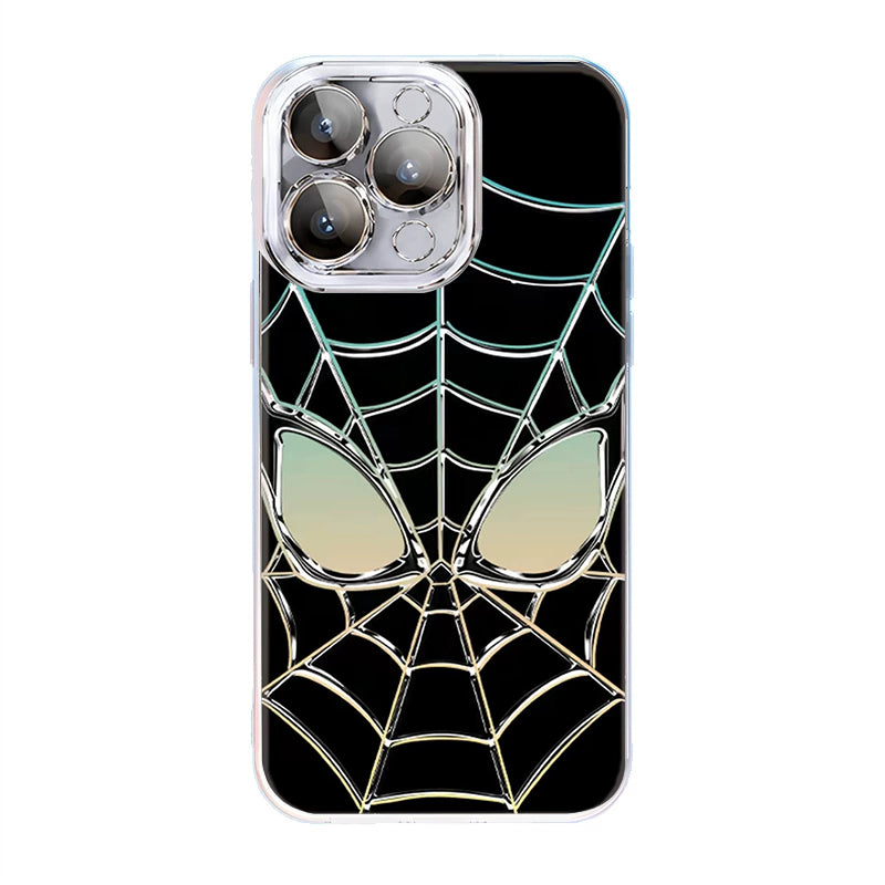 Marvel Spider‑Man Phone Case 3‑in‑1 Removable Lens Frame Shockproof Airbag Protective Cover Cool Web Pattern Anime Cell Phone Shell For Iphone