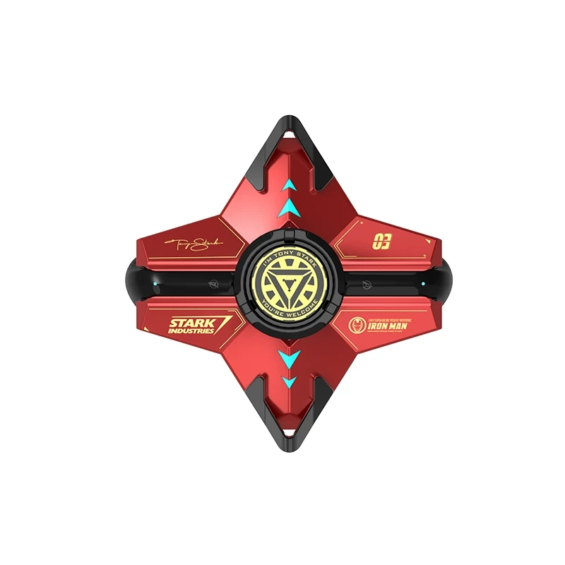 Marvel Iron‑Man Black Panther Spinner Wireless Bluetooth 5.3 Earbuds Fidget Spinner Toy Charging Case Stereo Gaming Headphones With Colorful LED Light For Anime Fans