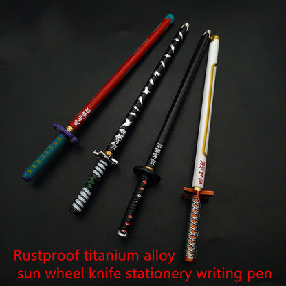 Demon Slayer Tanjiro Nezuko Zenitsu Inosuke Katana Pen, Anime Sword Shape Gel Pen With Display Stand, Refillable Writing Stationery Collectible Gift For Anime Fans
