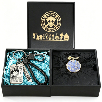 One Piece Monkey D Luffy Roronoa Zoro Portgas D Ace Trafalgar Law Gift Set Wanted Poster Keychain Devil Fruit Enamel Pin Brooch With Gift Box Anime Jewelry Present For Fans
