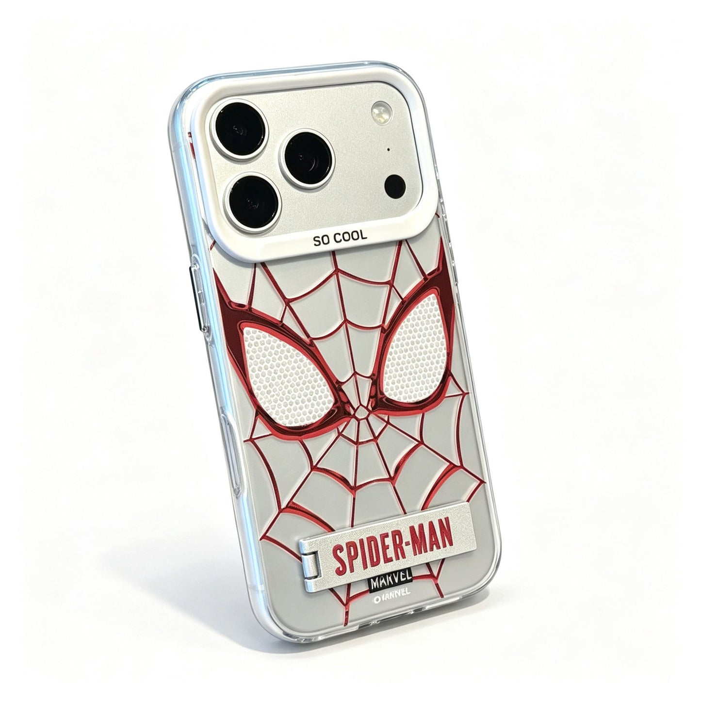Marvel Spider‑Man Phone Case With Foldable Stand, 3D Mirror Spider Web Design Shockproof Protective Cover, Precise Cutout Slim Phone Case For iPhone Series Superhero Fan Gift