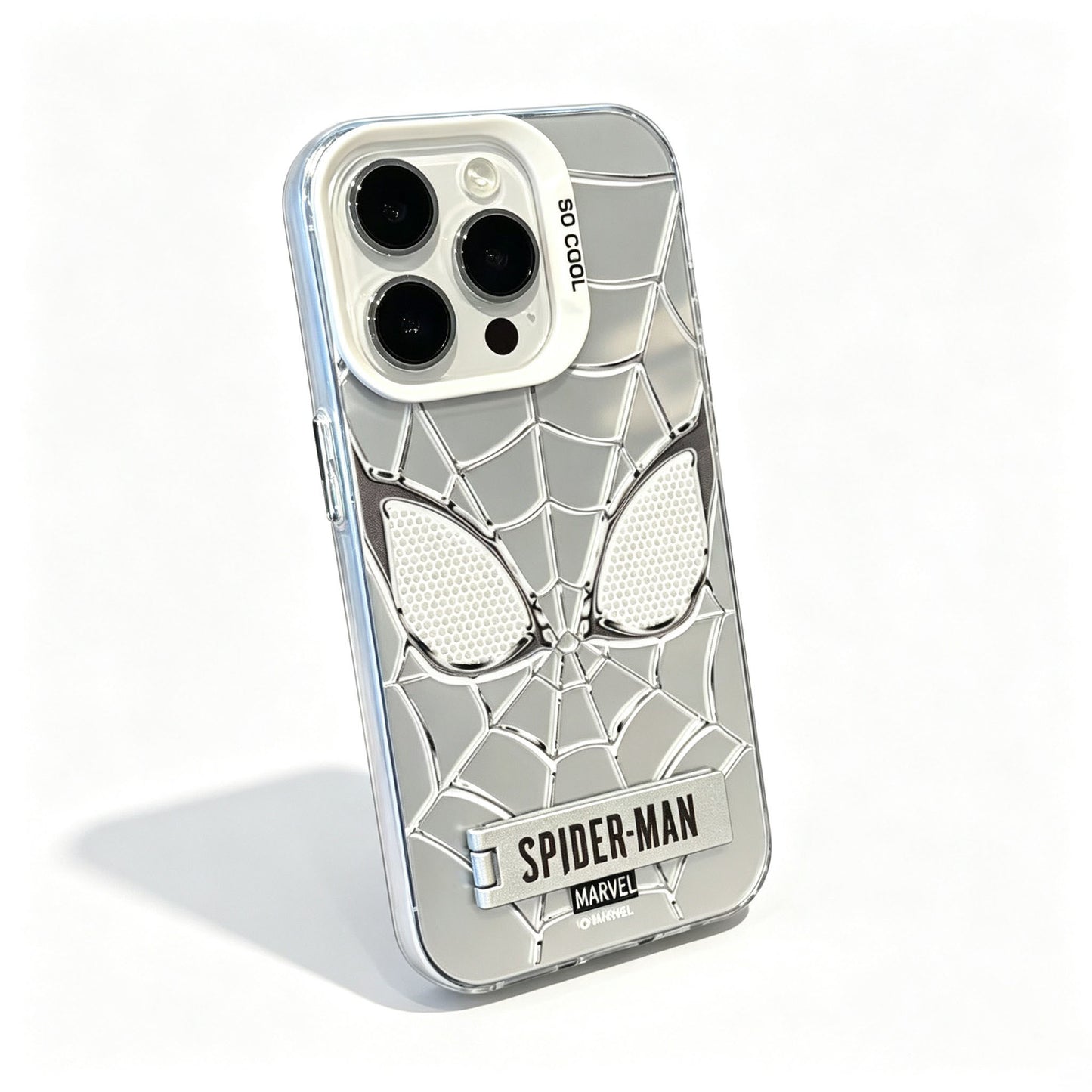 Marvel Spider‑Man Phone Case With Foldable Stand, 3D Mirror Spider Web Design Shockproof Protective Cover, Precise Cutout Slim Phone Case For iPhone Series Superhero Fan Gift
