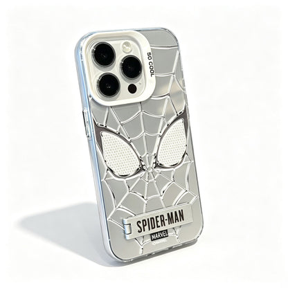 Marvel Spider‑Man Phone Case With Foldable Stand, 3D Mirror Spider Web Design Shockproof Protective Cover, Precise Cutout Slim Phone Case For iPhone Series Superhero Fan Gift
