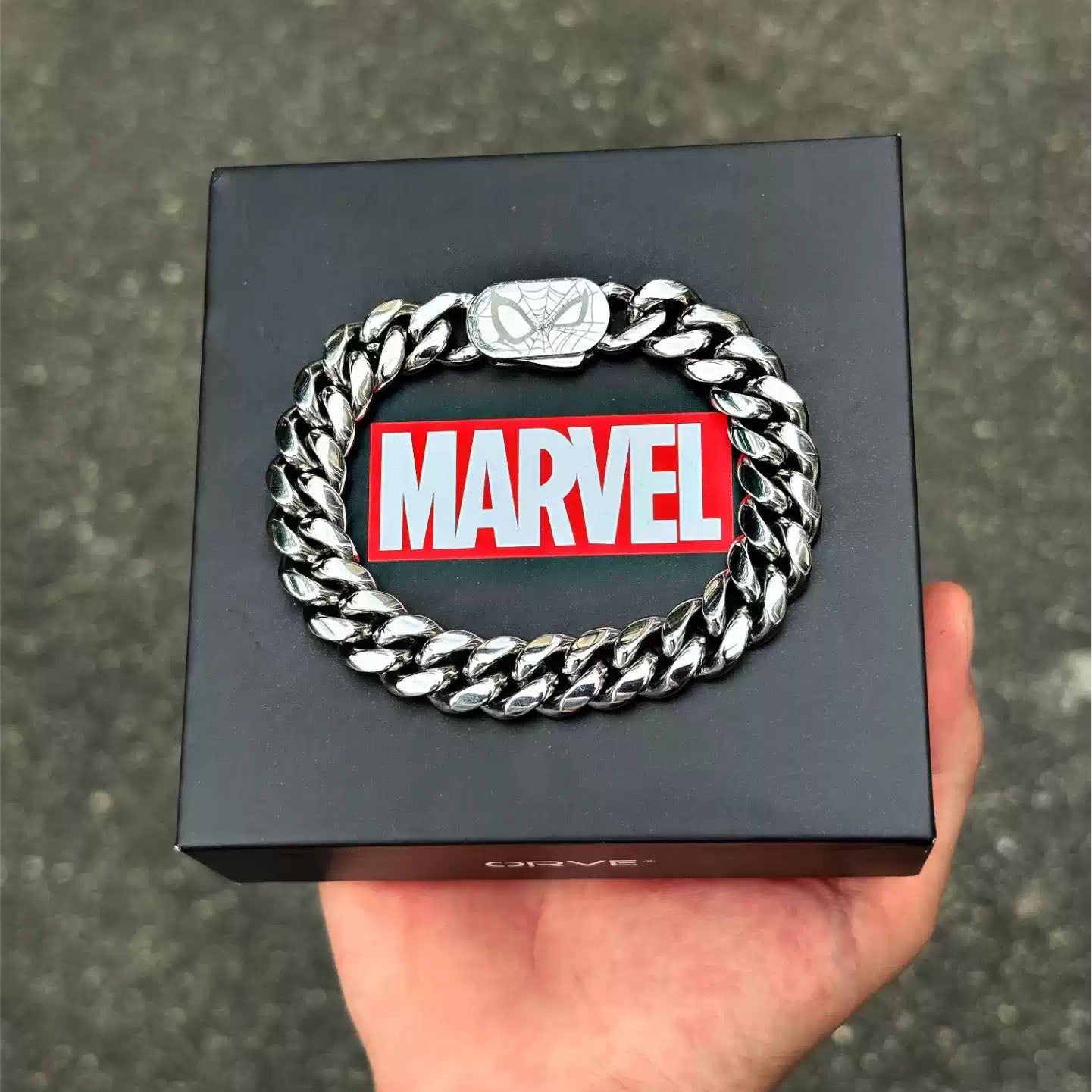 Marvel Spider‑Man Cuban Link Bracelet 304 Stainless Steel Superhero Engraved Chain Wristband Fashion Street Jewelry Gift For Men Boys