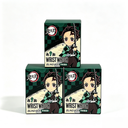 Demon Slayer Wrist Watch Blind Box, Anime Character Quartz Watch Collectible Mystery Box Gift for Anime Fans