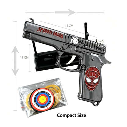 Anime Superhero Rubber Band Gun Model, 11cm Zinc Alloy Mini Toy Gun, Pocket Shooting Game Toy with Target & Rubber Bands, Collectible Cosplay Ornament Gift for Fans