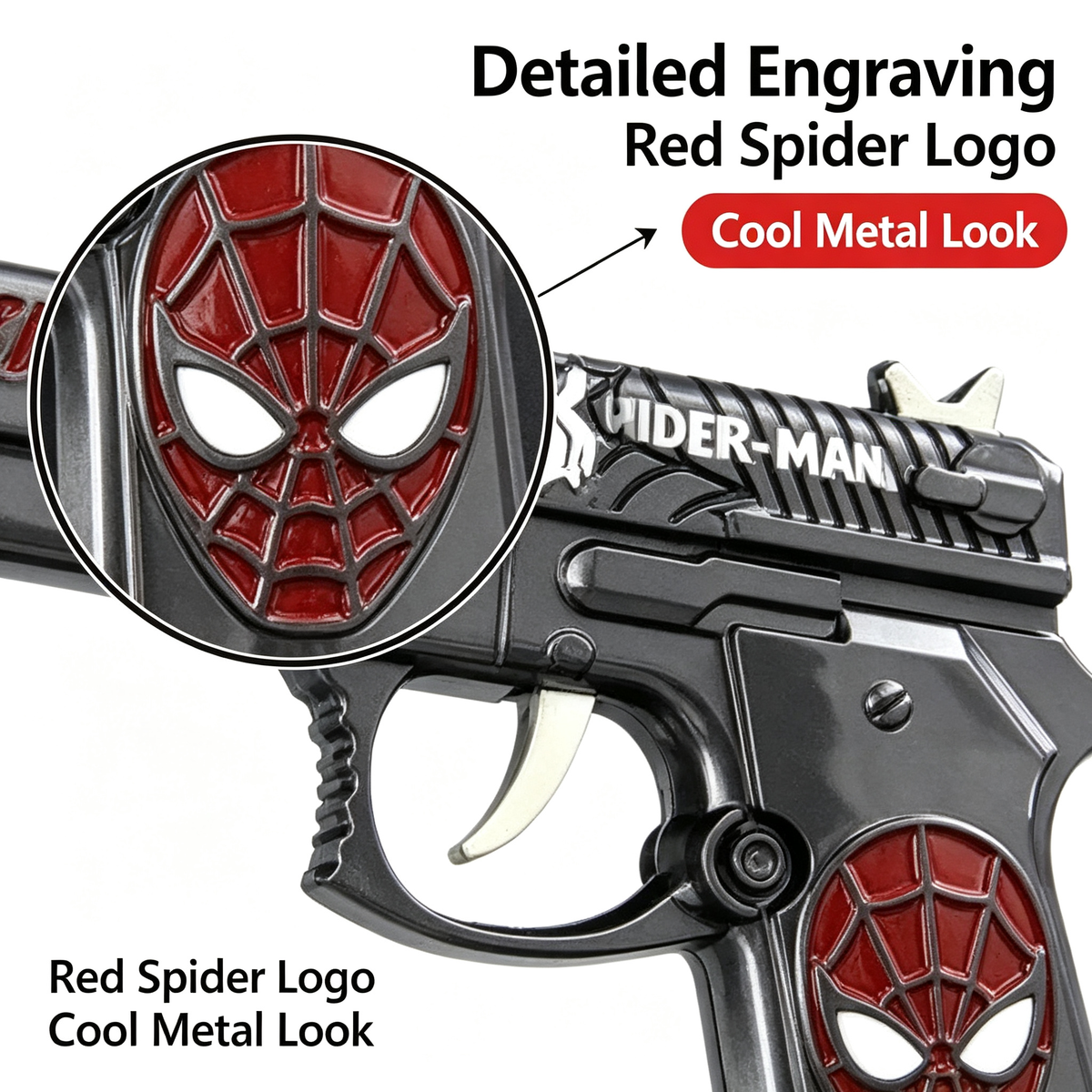 Anime Superhero Rubber Band Gun Model, 11cm Zinc Alloy Mini Toy Gun, Pocket Shooting Game Toy with Target & Rubber Bands, Collectible Cosplay Ornament Gift for Fans