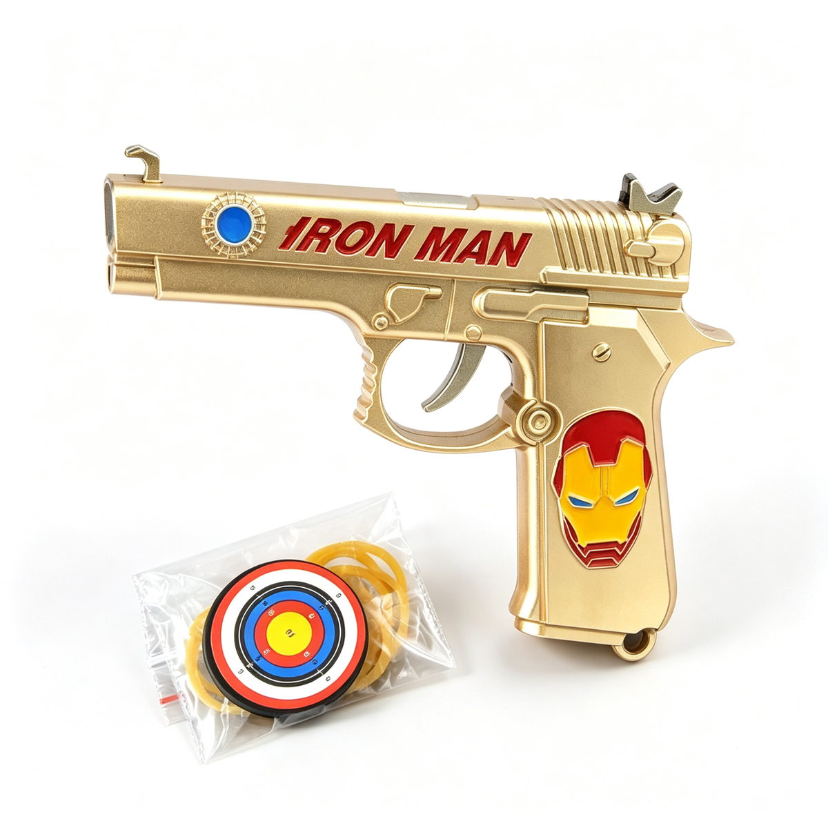 Anime Superhero Rubber Band Gun Model, 11cm Zinc Alloy Mini Toy Gun, Pocket Shooting Game Toy with Target & Rubber Bands, Collectible Cosplay Ornament Gift for Fans