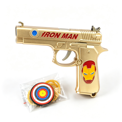 Anime Superhero Rubber Band Gun Model, 11cm Zinc Alloy Mini Toy Gun, Pocket Shooting Game Toy with Target & Rubber Bands, Collectible Cosplay Ornament Gift for Fans