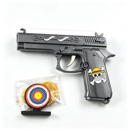 Anime Superhero Rubber Band Gun Model, 11cm Zinc Alloy Mini Toy Gun, Pocket Shooting Game Toy with Target & Rubber Bands, Collectible Cosplay Ornament Gift for Fans
