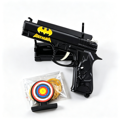 Anime Superhero Rubber Band Gun Model, 11cm Zinc Alloy Mini Toy Gun, Pocket Shooting Game Toy with Target & Rubber Bands, Collectible Cosplay Ornament Gift for Fans