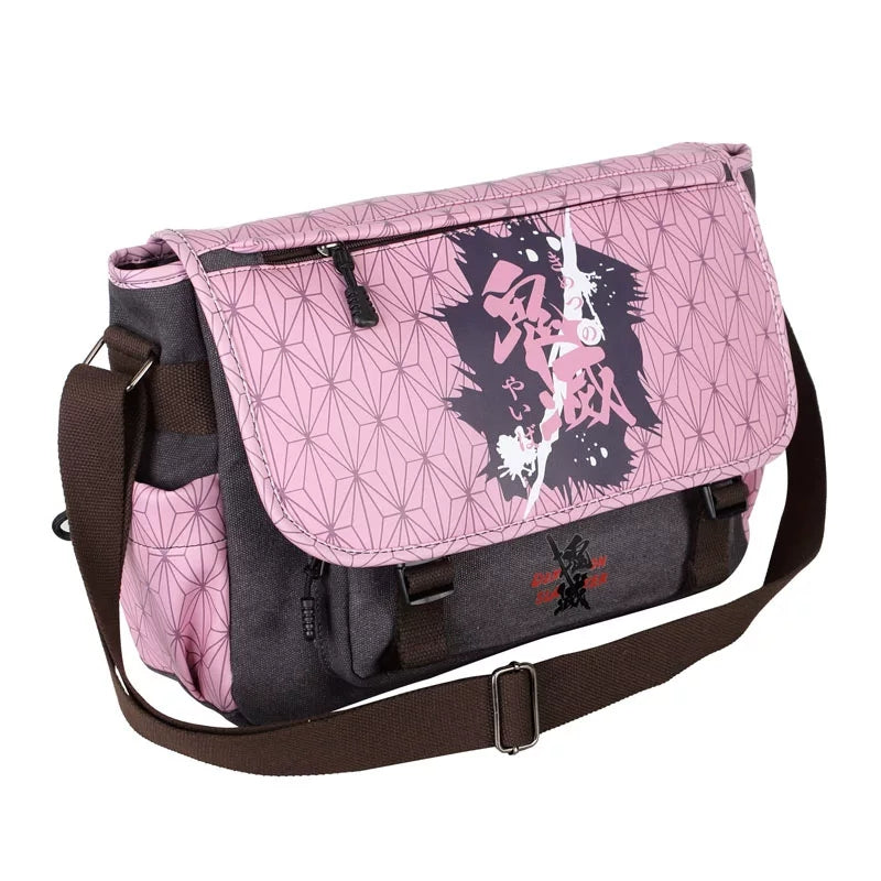 Demon Slayer Nezuko, Naruto Seal, One Piece Skull, Dragon Ball Goku Crossbody Shoulder Bag, Large Capacity Casual Satchel School Book Bag Travel Sling Bag for Anime Fans