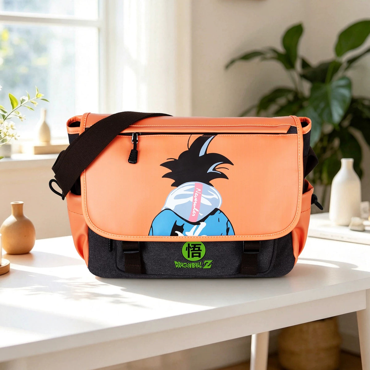 Demon Slayer Nezuko, Naruto Seal, One Piece Skull, Dragon Ball Goku Crossbody Shoulder Bag, Large Capacity Casual Satchel School Book Bag Travel Sling Bag for Anime Fans