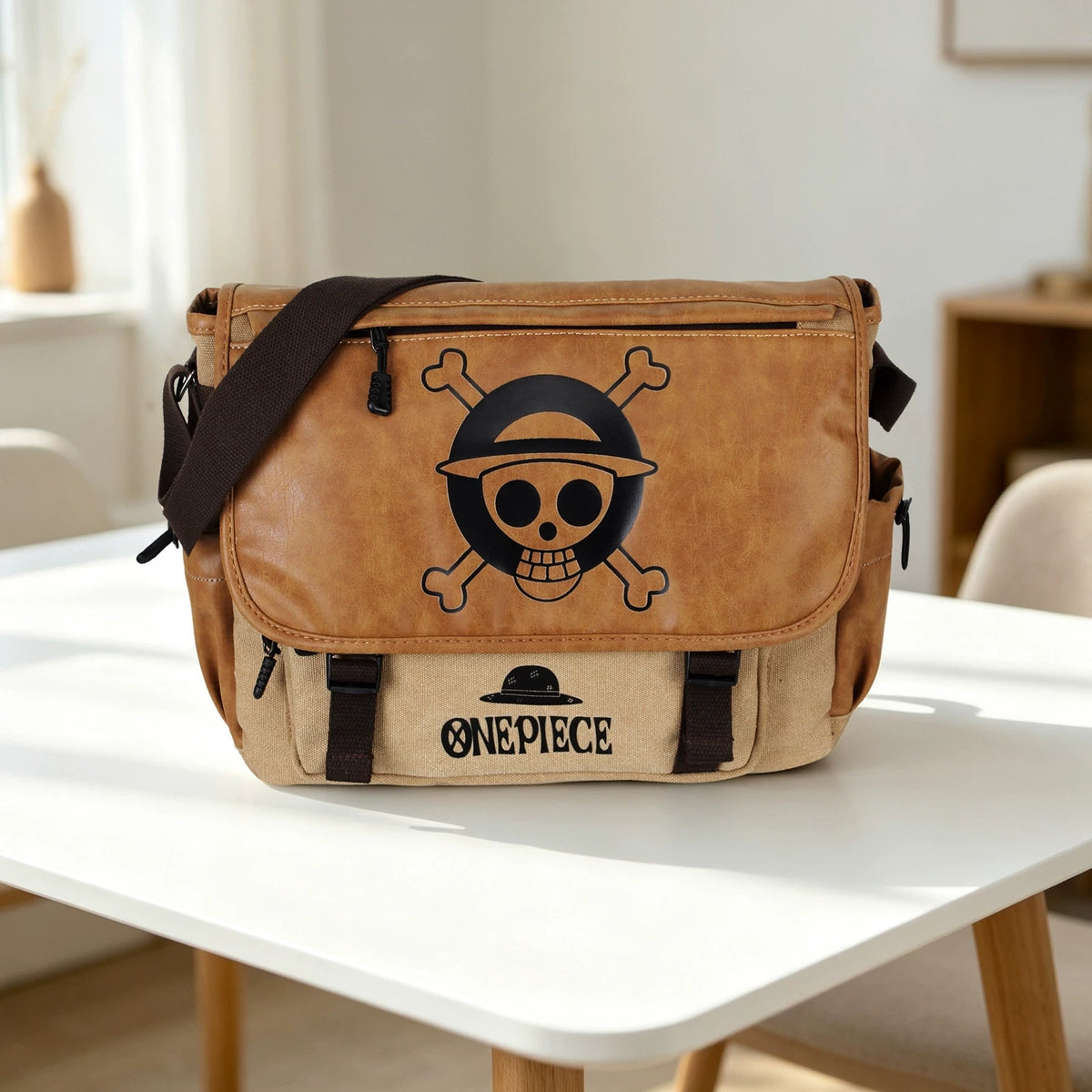 Demon Slayer Nezuko, Naruto Seal, One Piece Skull, Dragon Ball Goku Crossbody Shoulder Bag, Large Capacity Casual Satchel School Book Bag Travel Sling Bag for Anime Fans