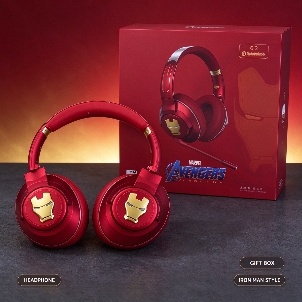 Marvel Iron Man Over Ear Bluetooth Headphones, Avengers Wireless Headset with Mic, Foldable Stereo Gaming Headphones, Comfortable Ear Cushion, Long Battery Life, Collectible Gift for Marvel Fans Teens Adults