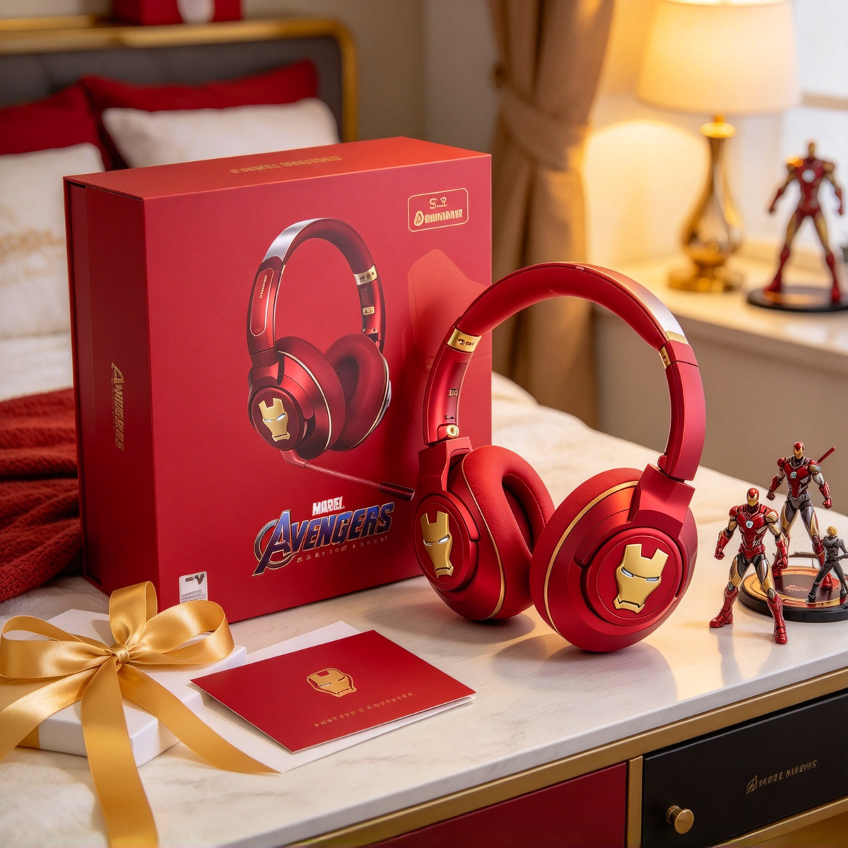 Marvel Iron Man Over Ear Bluetooth Headphones, Avengers Wireless Headset with Mic, Foldable Stereo Gaming Headphones, Comfortable Ear Cushion, Long Battery Life, Collectible Gift for Marvel Fans Teens Adults