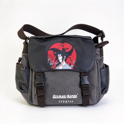 Naruto Anime Messenger Bag, Red Character Print Shoulder Bag, Japanese Manga Crossbody Bag, Canvas School Bag with Secure Flap, Casual Daypack for Boys Girls Teens Anime Fans