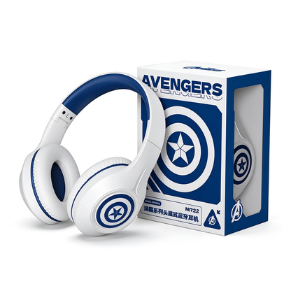 Deadpool Marvel Bluetooth Over-Ear Headphones, Foldable Wired Wireless Dual Mode Stereo Gaming Headset with Mic, Cool Cosplay Gift for Marvel Fans Teens