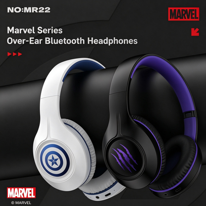 Deadpool Marvel Bluetooth Over-Ear Headphones, Foldable Wired Wireless Dual Mode Stereo Gaming Headset with Mic, Cool Cosplay Gift for Marvel Fans Teens
