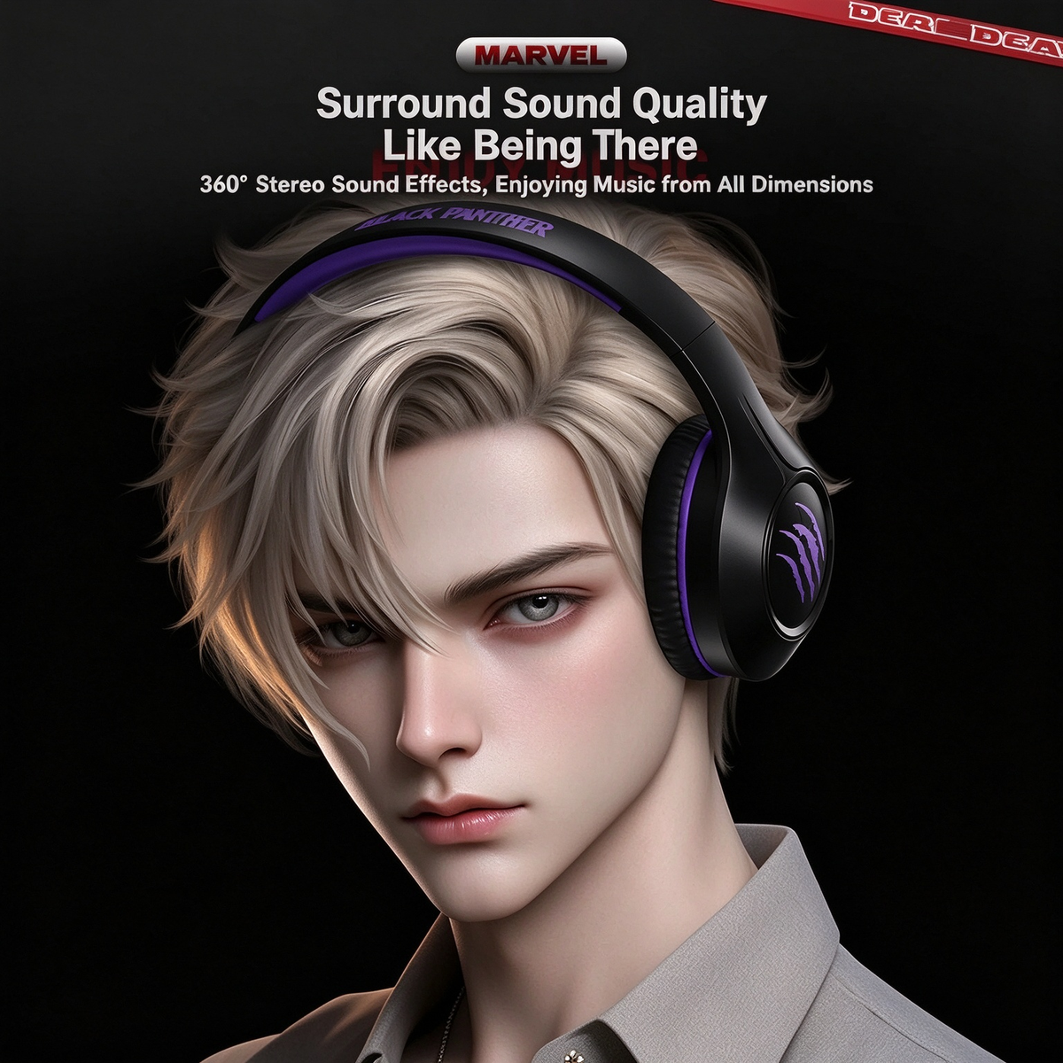 Deadpool Marvel Bluetooth Over-Ear Headphones, Foldable Wired Wireless Dual Mode Stereo Gaming Headset with Mic, Cool Cosplay Gift for Marvel Fans Teens