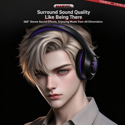 Deadpool Marvel Bluetooth Over-Ear Headphones, Foldable Wired Wireless Dual Mode Stereo Gaming Headset with Mic, Cool Cosplay Gift for Marvel Fans Teens