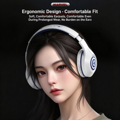Deadpool Marvel Bluetooth Over-Ear Headphones, Foldable Wired Wireless Dual Mode Stereo Gaming Headset with Mic, Cool Cosplay Gift for Marvel Fans Teens
