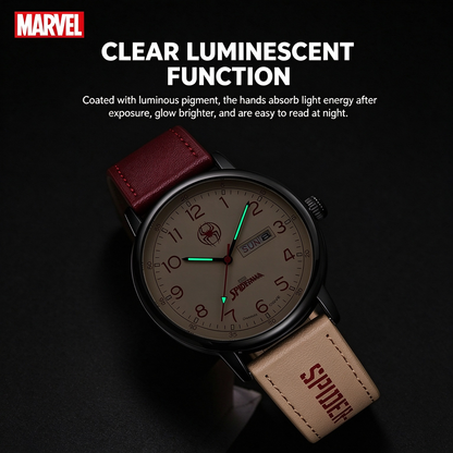 Marvel Spider-Man Analog Quartz Watch for Boys, Date & Week, Nylon Strap Casual Wrist Watch, Complete Gift Box, Superhero Gift for Teen Students
