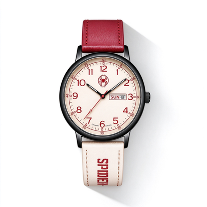 Marvel Spider-Man Analog Quartz Watch for Boys, Date & Week, Nylon Strap Casual Wrist Watch, Complete Gift Box, Superhero Gift for Teen Students