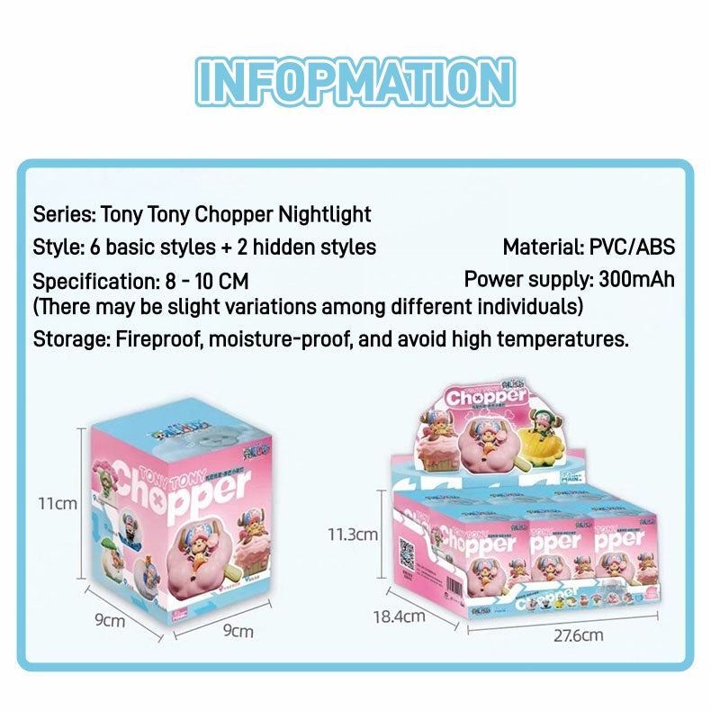 One Piece Tony Tony Chopper Blind Box Night Light Cute Anime Figure Bedside Lamp Collectible Statue Decorative LED Nightlight Surprise Toy Gift For Anime Fans