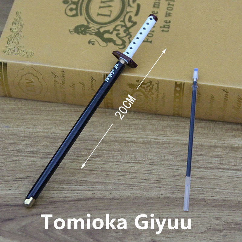Demon Slayer Tanjiro Nezuko Zenitsu Inosuke Katana Pen, Anime Sword Shape Gel Pen With Display Stand, Refillable Writing Stationery Collectible Gift For Anime Fans