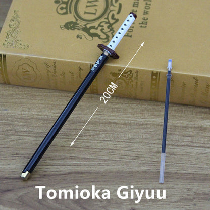 Demon Slayer Tanjiro Nezuko Zenitsu Inosuke Katana Pen, Anime Sword Shape Gel Pen With Display Stand, Refillable Writing Stationery Collectible Gift For Anime Fans