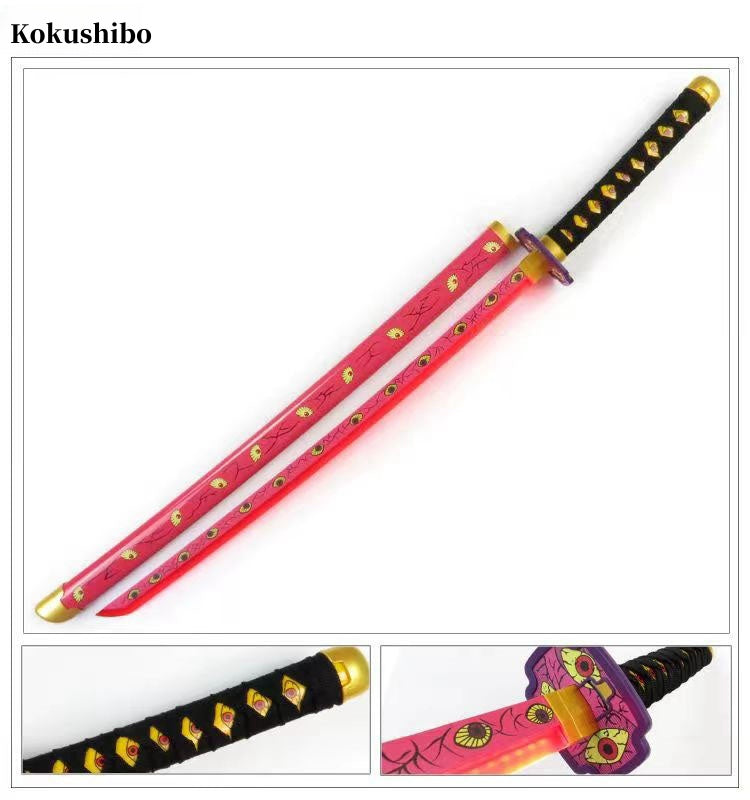 Demon Slayer Tanjiro Zenitsu Rengoku Kokushibo Sanemi Mitsuri LED Light‑Up Nichirin Sword Bamboo Blade Cosplay Prop With Scabbard Halloween Costume Accessory