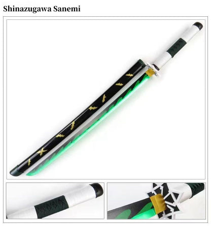 Demon Slayer Tanjiro Zenitsu Rengoku Kokushibo Sanemi Mitsuri LED Light‑Up Nichirin Sword Bamboo Blade Cosplay Prop With Scabbard Halloween Costume Accessory