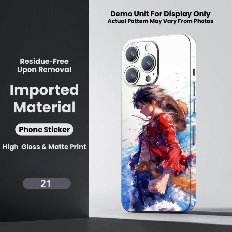 One Piece Monkey D. Luffy Roronoa Zoro Portgas D. Ace Shanks Boa Hancock Anime Phone Sticker Decal Skin Residue‑Free Protective Wrap 150+ Patterns For Iphone Smartphone Decor