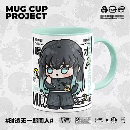 Demon Slayer Ceramic Mug, White Anime Coffee Cup, Kawaii Manga Drinking Cup, Anime Fan Gift for Home Office
