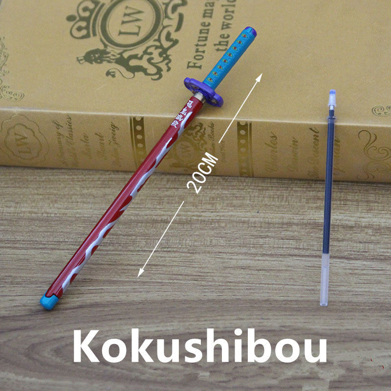 Demon Slayer Tanjiro Nezuko Zenitsu Inosuke Katana Pen, Anime Sword Shape Gel Pen With Display Stand, Refillable Writing Stationery Collectible Gift For Anime Fans