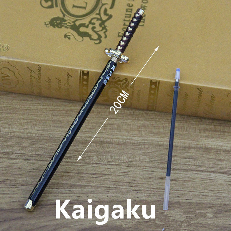 Demon Slayer Tanjiro Nezuko Zenitsu Inosuke Katana Pen, Anime Sword Shape Gel Pen With Display Stand, Refillable Writing Stationery Collectible Gift For Anime Fans