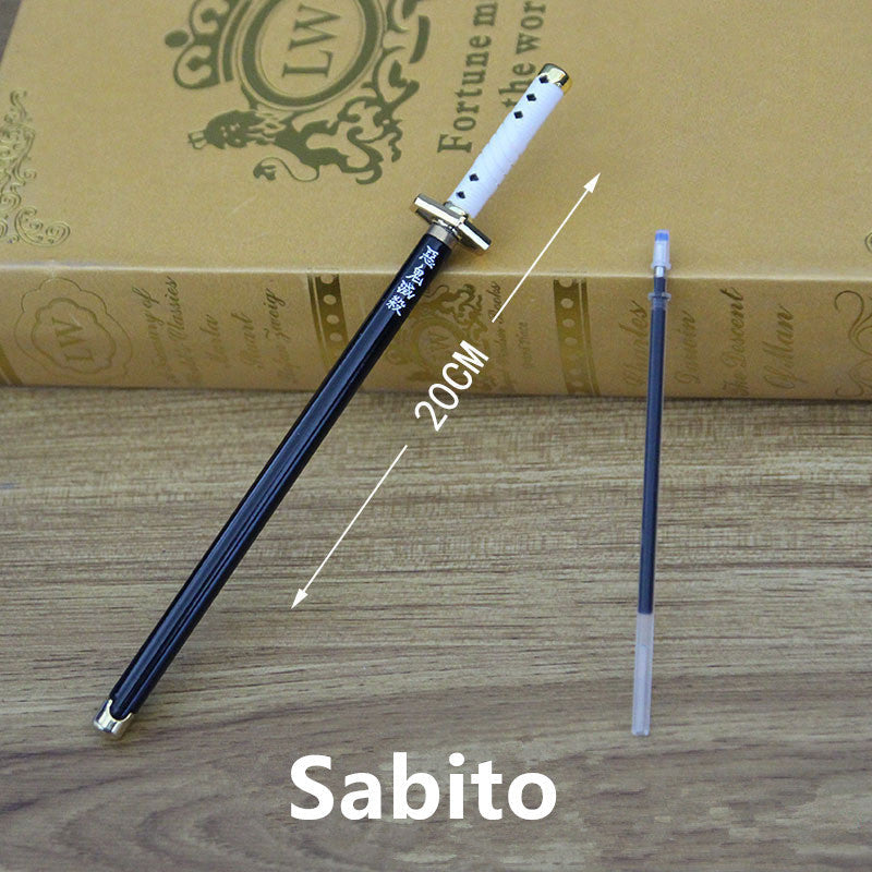 Demon Slayer Tanjiro Nezuko Zenitsu Inosuke Katana Pen, Anime Sword Shape Gel Pen With Display Stand, Refillable Writing Stationery Collectible Gift For Anime Fans