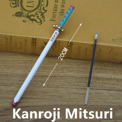 Demon Slayer Tanjiro Nezuko Zenitsu Inosuke Katana Pen, Anime Sword Shape Gel Pen With Display Stand, Refillable Writing Stationery Collectible Gift For Anime Fans