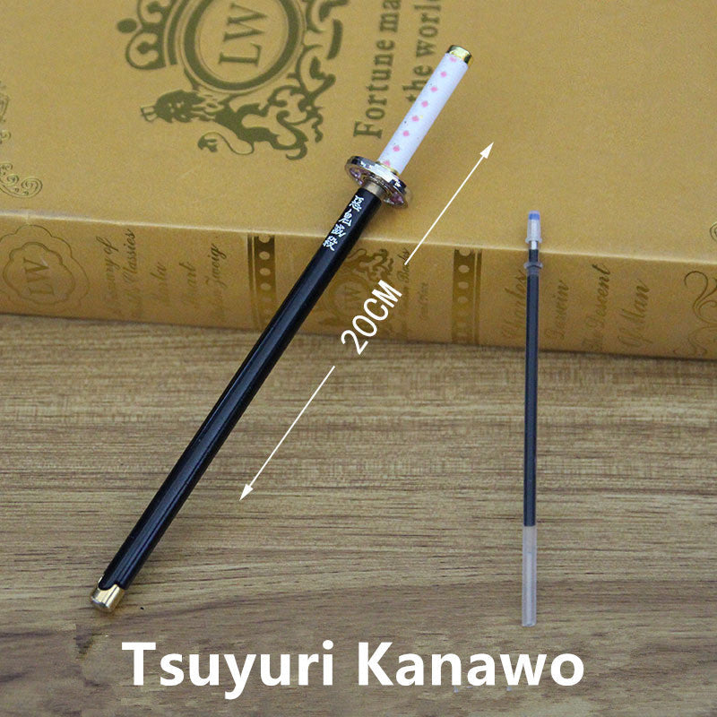 Demon Slayer Tanjiro Nezuko Zenitsu Inosuke Katana Pen, Anime Sword Shape Gel Pen With Display Stand, Refillable Writing Stationery Collectible Gift For Anime Fans
