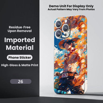One Piece Monkey D. Luffy Roronoa Zoro Portgas D. Ace Shanks Boa Hancock Anime Phone Sticker Decal Skin Residue‑Free Protective Wrap 150+ Patterns For Iphone Smartphone Decor